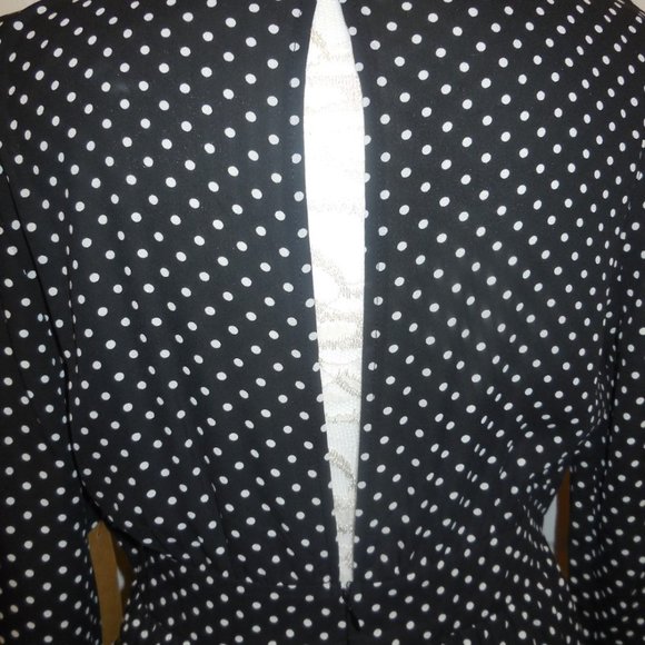 Dress Polka Dot NEW retro fit & flare long sleeve bellow knee summer party - Picture 5 of 9